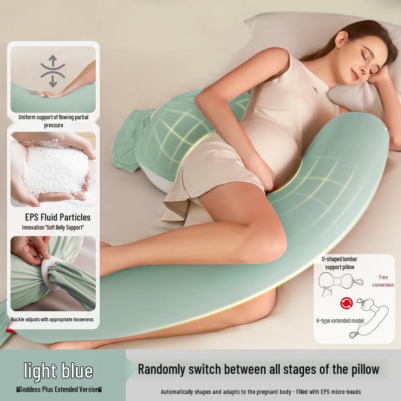 U-Shaped Lumbar & Belly Support Pregnancy Pillow for Side Sleeping