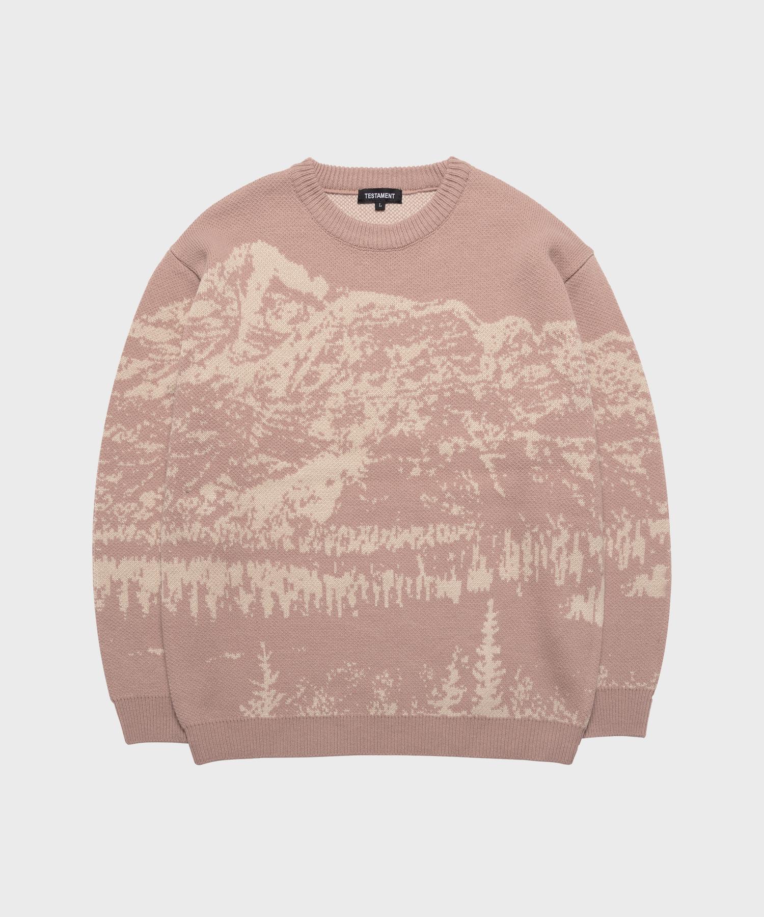 Testament Mountain Jacquard Wool Blend Knit (Pink Beige) L