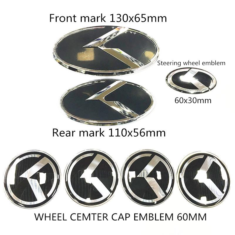 3D Flug K Logo Emblem Abzeichen Kühlergrill Vorne+Hinten+Lenkradkappen Für KIA K5 2011-2013 Optima Forte 2009-2014