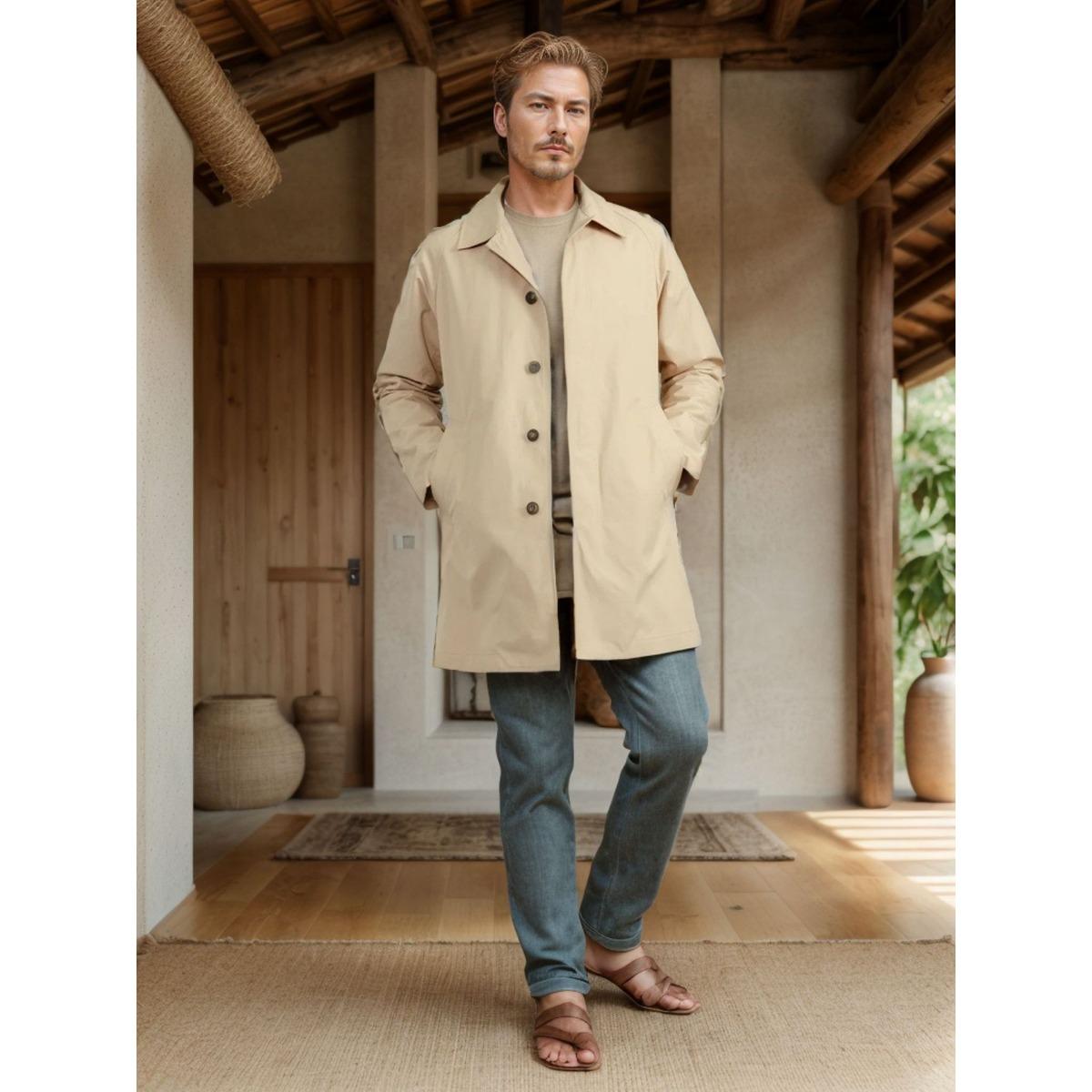 Spring Autumn Men`s Long Trench Coat