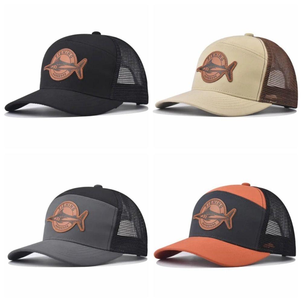 Seven-Panel Style Fishing Cap Adjustable Trucker Hat Summer Baseball Cap  Unisex