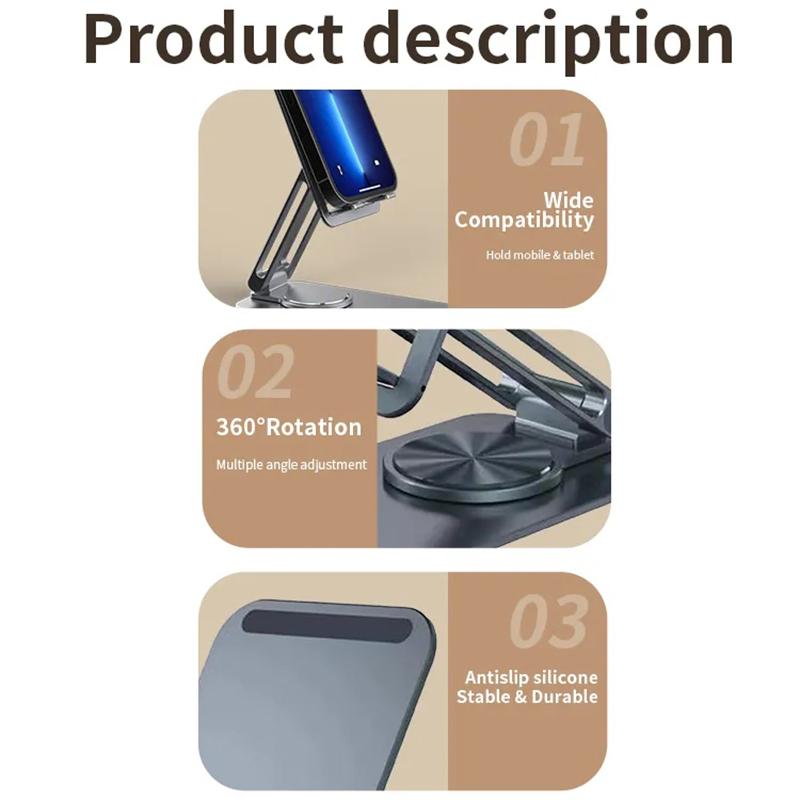 JMARY MK-60 Portable Desktop Folding Tablet Holder Anti-Slip Mobile Phone Stand for iPhone 16/16 Plus/16 Pro/16 Pro Max