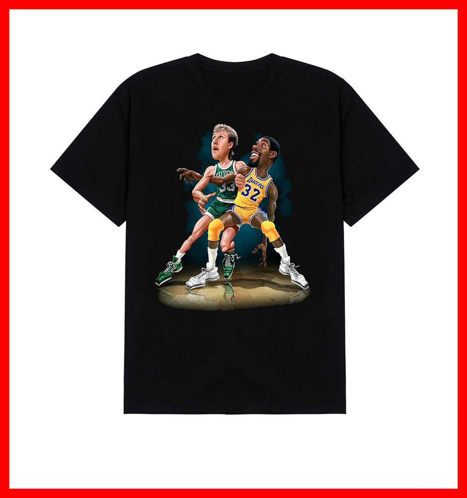 Magic Johnson Larry Bird Basketball Black T-shirt All Size JJ3757 Unisex T-Shirt S