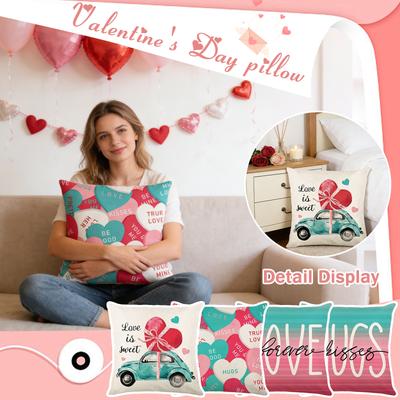 Valentinstag Kissenbezug, 17,71 x 17,71 Zoll, Winterurlaub Thema, Sofakissenbezug