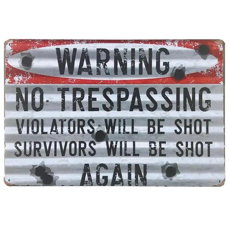 Vintage Shabby Chic Kein Unbefugtes Metalls Child Retro Garage Gefahr Warn Plakette Für Wand Dekoration