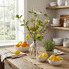 Green Leaves Lemon Fruit Branch with Flower Simulated Fruit Tree  Living Room Porch