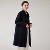 Womens Wool Blend Double-Faced Coat With Notched Collar Thick Mid-Length Outerwear Winter