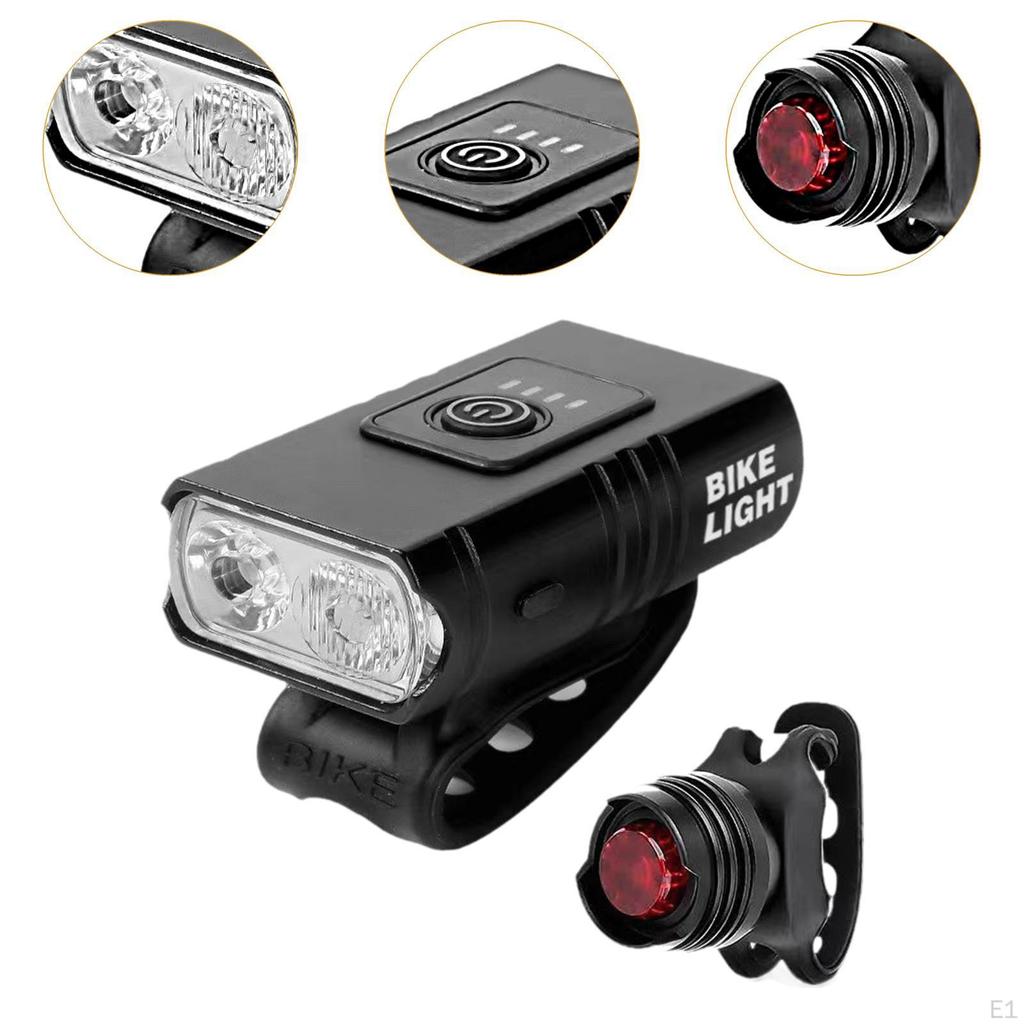 Bicycle Front and Back Rear Light 2 LED Bike Headlight Taillight Set Lights for Cycling