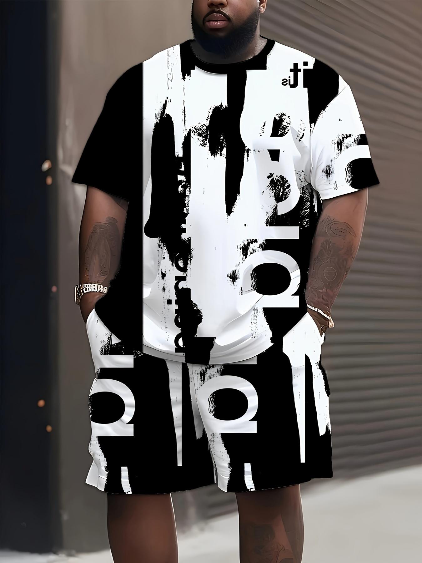 

Men s Black White Color Block 2-Piece Streetwear Set S