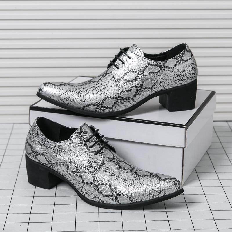 New Fashion Snakeskin Pattern Patent Leather Lace Up Dress Oxford Shoes For Men's Designer Wedding Oxfords Zapatos Hombre