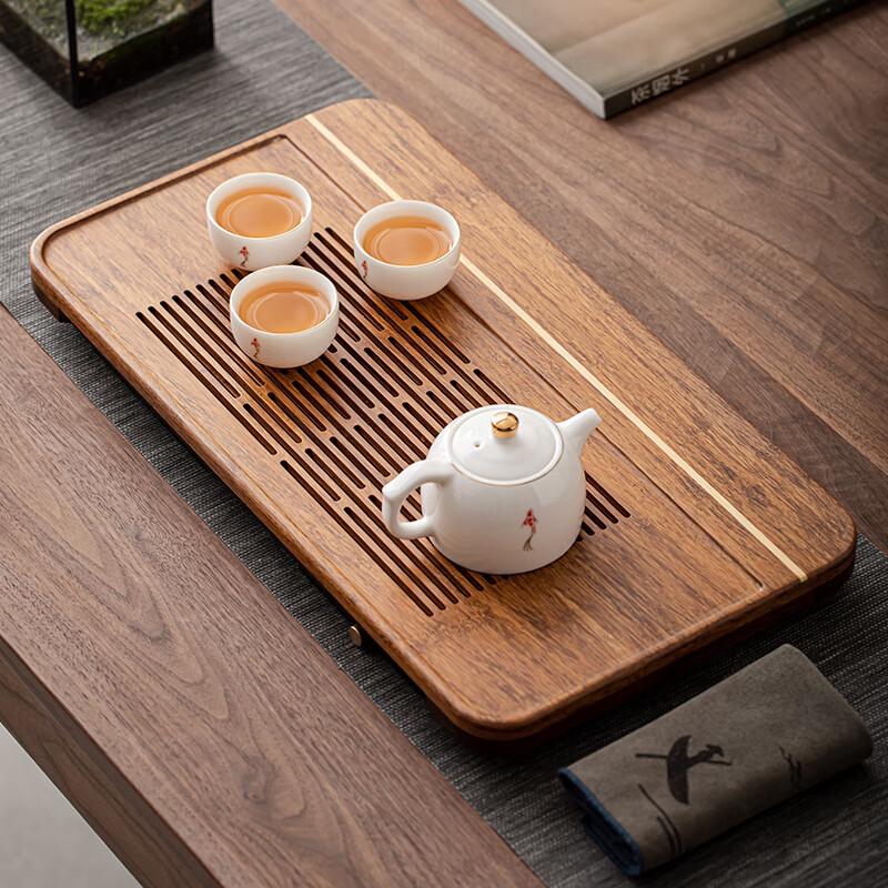 Rectangular Bamboo Tea Tray with Drainage
