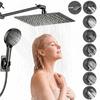 Complete Adjustable Shower Set, 8 Inch Ceiling Shower Head & 5.51 Inch Large Panel Handheld Shower, 8‑Mode Hand Shower With Spray Gun Function,