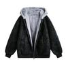 Unisex American-Style Hooded Fleece-Lined Winter Cotton Jacket with Faux Fur Trim