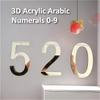 20cm Números Arábicos Acrílicos 3D 0-9, Placa Personalizável de Número de Porta de Escritório, Adesivo de Parede Dourado Preto Prata