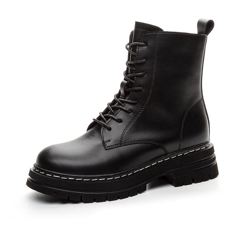 

Женские ботинки Мартин, осенние новые кожаные короткие ботинки, небольшая внутренняя платформа, ботинки-локомотивы, женские ботинки на толстом каблуке 33