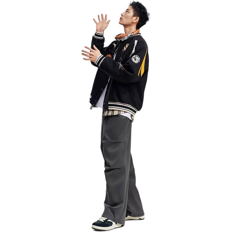 Anta Campus Basketball Series Knitted Casual Jacket Spring 2026 Men tops Black Orange Gray 152611738-1