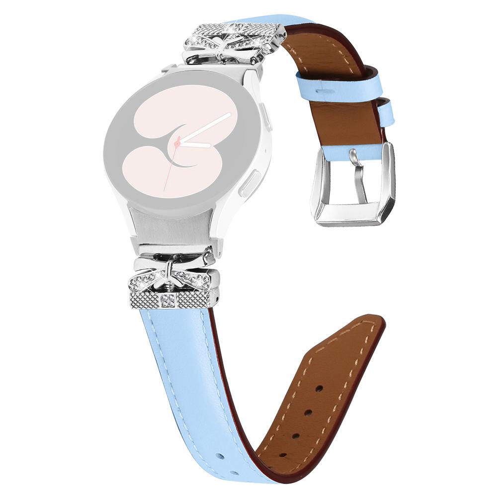 

For Samsung Galaxy Watch6 44mm/Watch6 Classic 43mm/47mm Silver Buckle Watch Band Strap with Butterfly Connector Blue