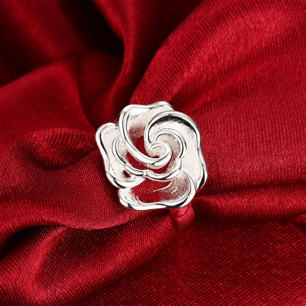 Anello Donna in Argento Sterling 925 Taglie 7-10# Fiore Raffinato Moda Regalo di Matrimonio Fascino Festa Gioielli Accessori Ingrosso
