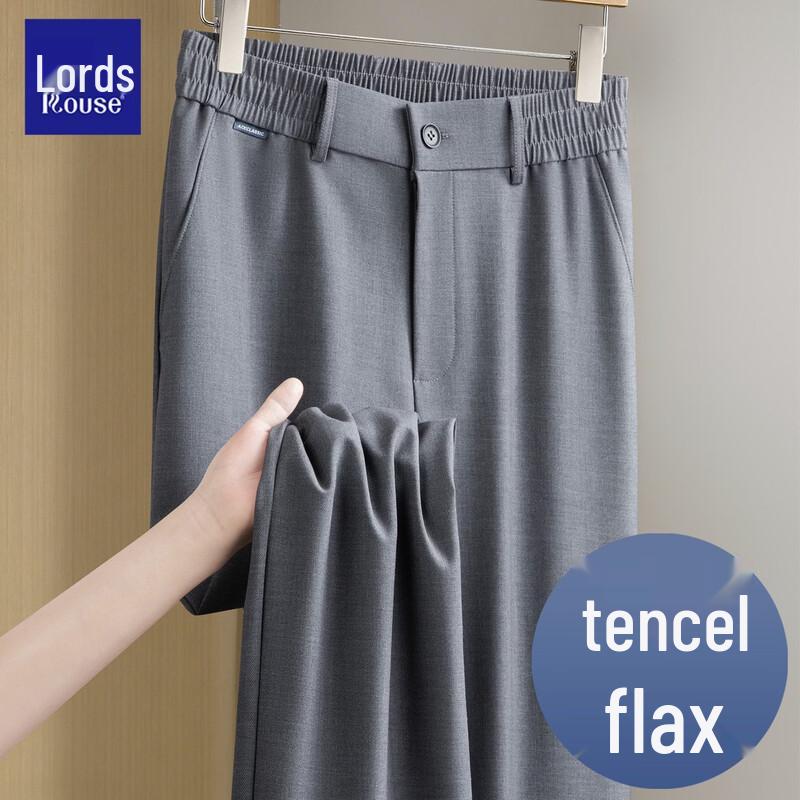 Men s Summer Thin Wrinkle-Resistant Tencel Linen Straight Casual Pants 3XL