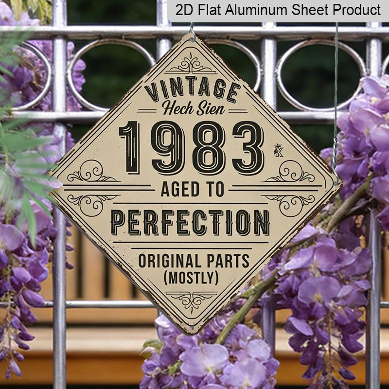 

2D Flat - 1pc, Vintage Metal Aluminum Sign Decoration, Vintage 1983 Aged to Perfection, Decorative Signs, Retro Wall Art, Home Decor for Bathroom 20*20cm