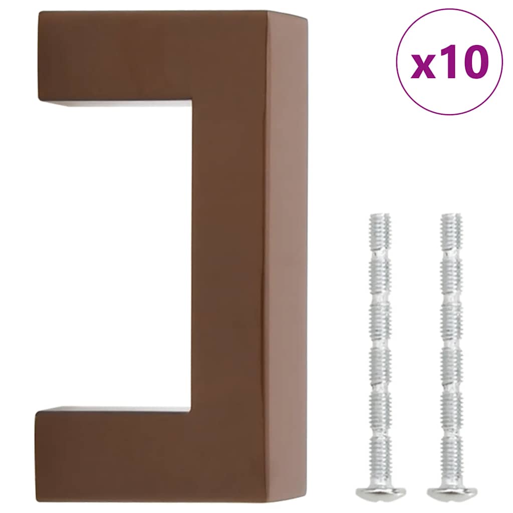 Furniture Handles 10 Pcs Bronze Colored 64 Mm Stainless Steel