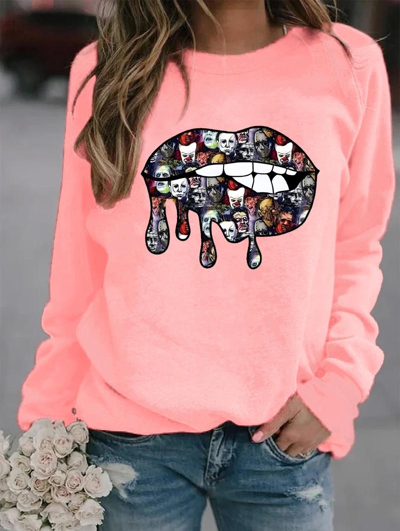 

Зимняя модная толстовка с круглым вырезом и длинными рукавами, демонстрирующая множество стильных женских узоров S