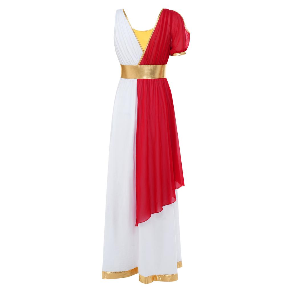 Costum Femei Grecia Antică Halloween Rochie Toga Asimetrică Mânecă Scurtă Umeri Dezgoliți Tunica pentru Petrecere Tematică Rugăciune Adorare
