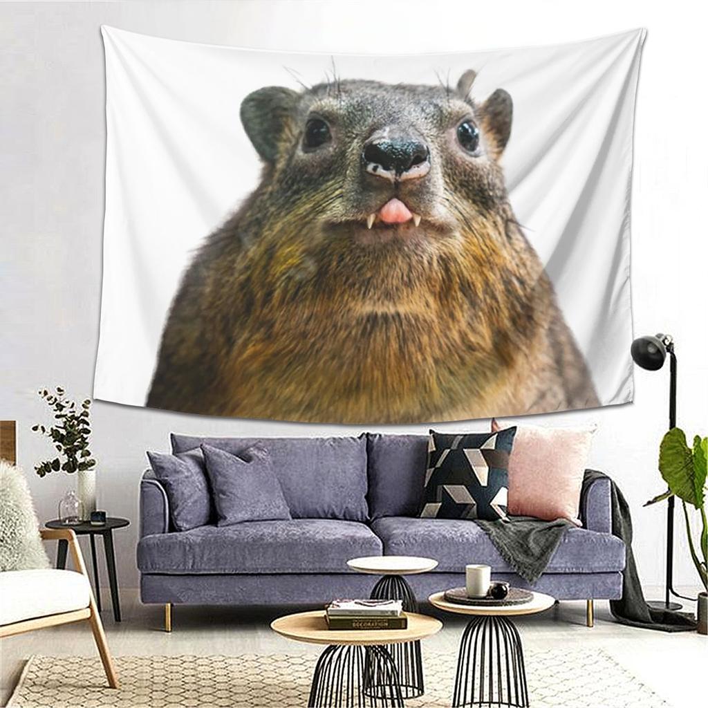 Klippschliefer Foto Niedliche Vampir Kartoffel Wandteppich Ästhetische Heimdekoration Wandteppiche für Wohnzimmer Schlafzimmer