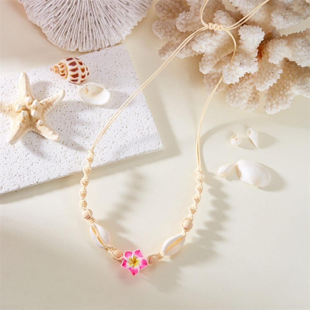 Bohemia Flower Clavicle Chain Weaving Chain Choker Fashion Shell Beads Necklace  Seaside
