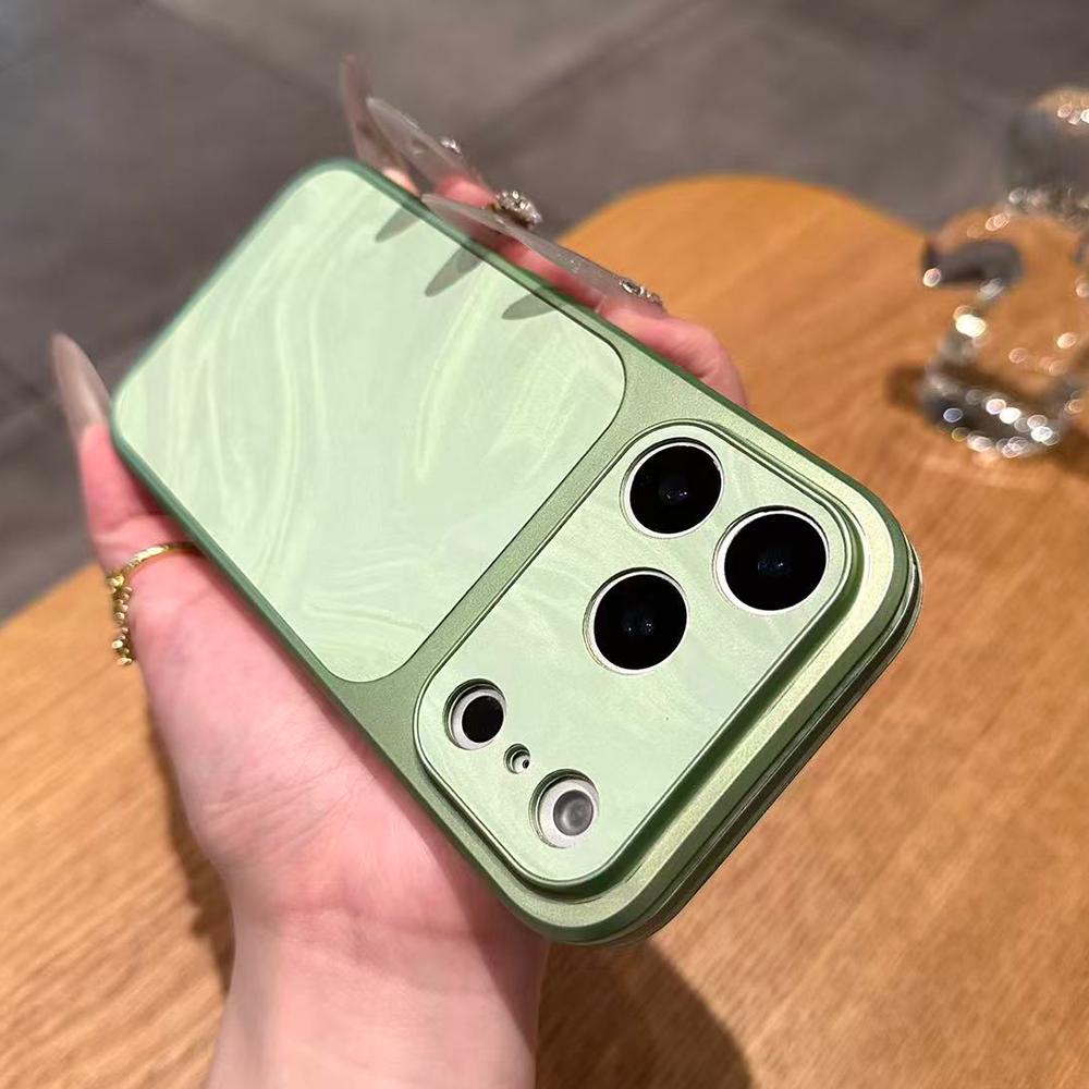 Fashion Water Ripple Large Window Case For iPhone 17 16 15 14 13 Pro Max Solid Color Shockproof Matte Bumper Protection Cover