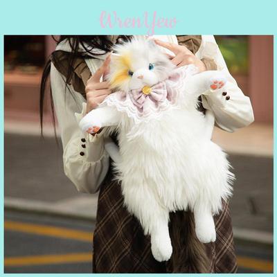 Plush Cat Backpack For Girls And Women With Storage For Daily Use