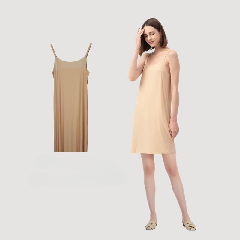 80Cm Plus Size Ice Silk Suspender Skirt Slip Nightdress Seamless Summer Cool Ultra-Thin Beautiful Back Sleeveless Petticoat Ootd