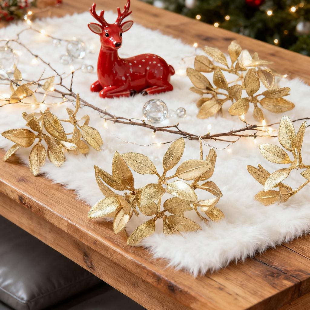 Artificial Flowers Plants Golden Pines Home Room Christmas Tree Wedding Garland Decor Bridal Accessories Clearance Craft Flowers