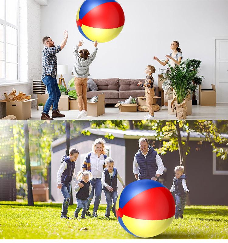 Large Inflatable Three-Color Beach Ball for Outdoor Fun and School Sports Activities