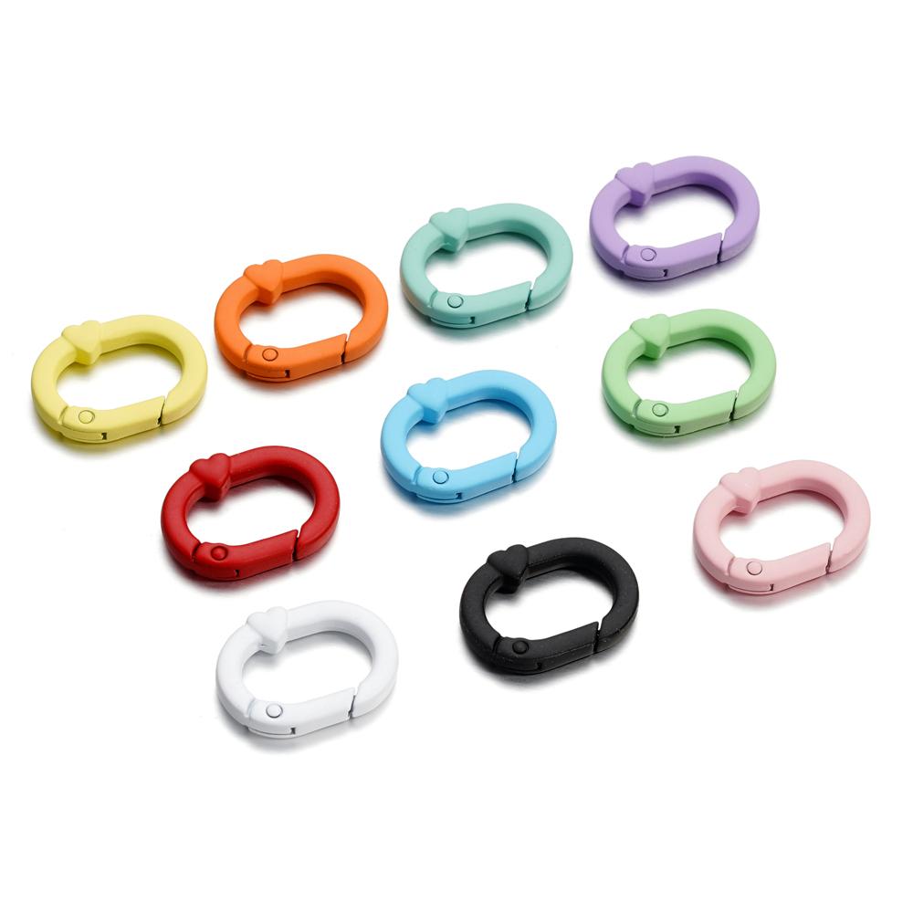 5Pcs Candy Color Metal Oval Ring Snap Hook Spring Clasps Clips Key Ring Connectors for DIY Keychain Jewelry Making Accessories