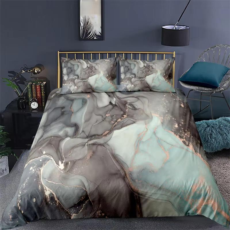 Chic Marble Duvet Cover Set Abstract Marble Texture Bedding Set Geometric Pattern Comforter Cover With Pillowcases Bedroom Decor