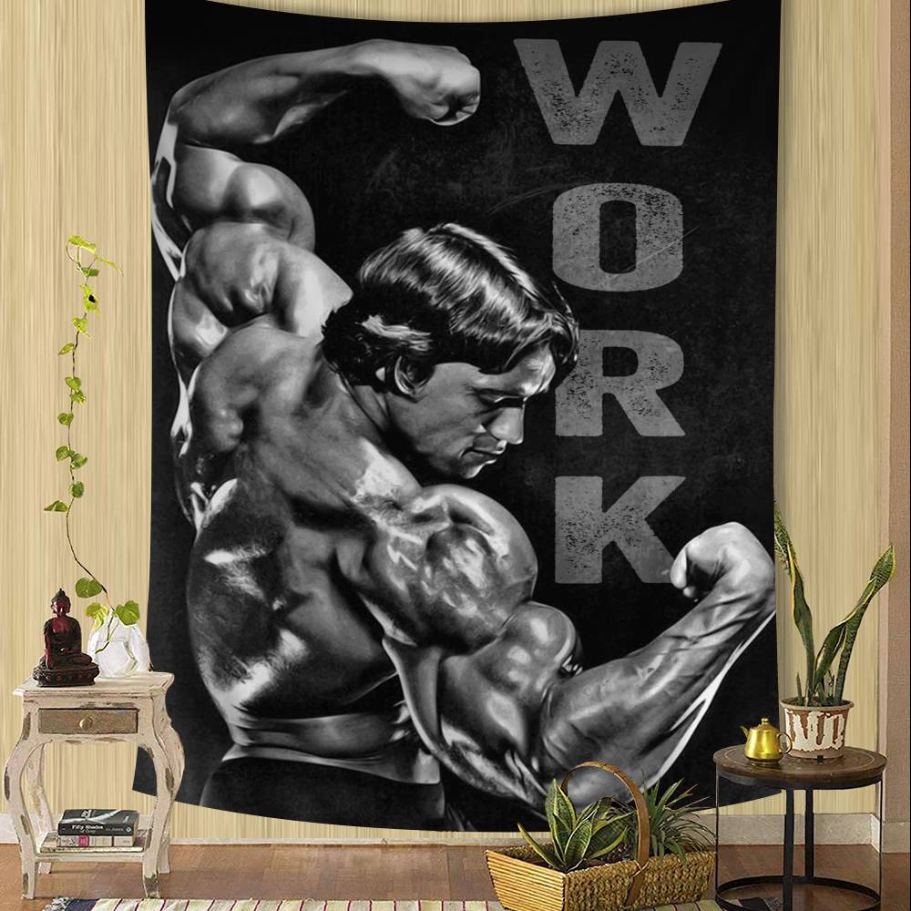 

Arnold Schwarzenegger Bodybuilding Fitness Colorful Tapestry Wall Hanging Hanging Tarot Hippie Wall Rugs Dorm Wall Art Decor 74x94cm(29x37in)