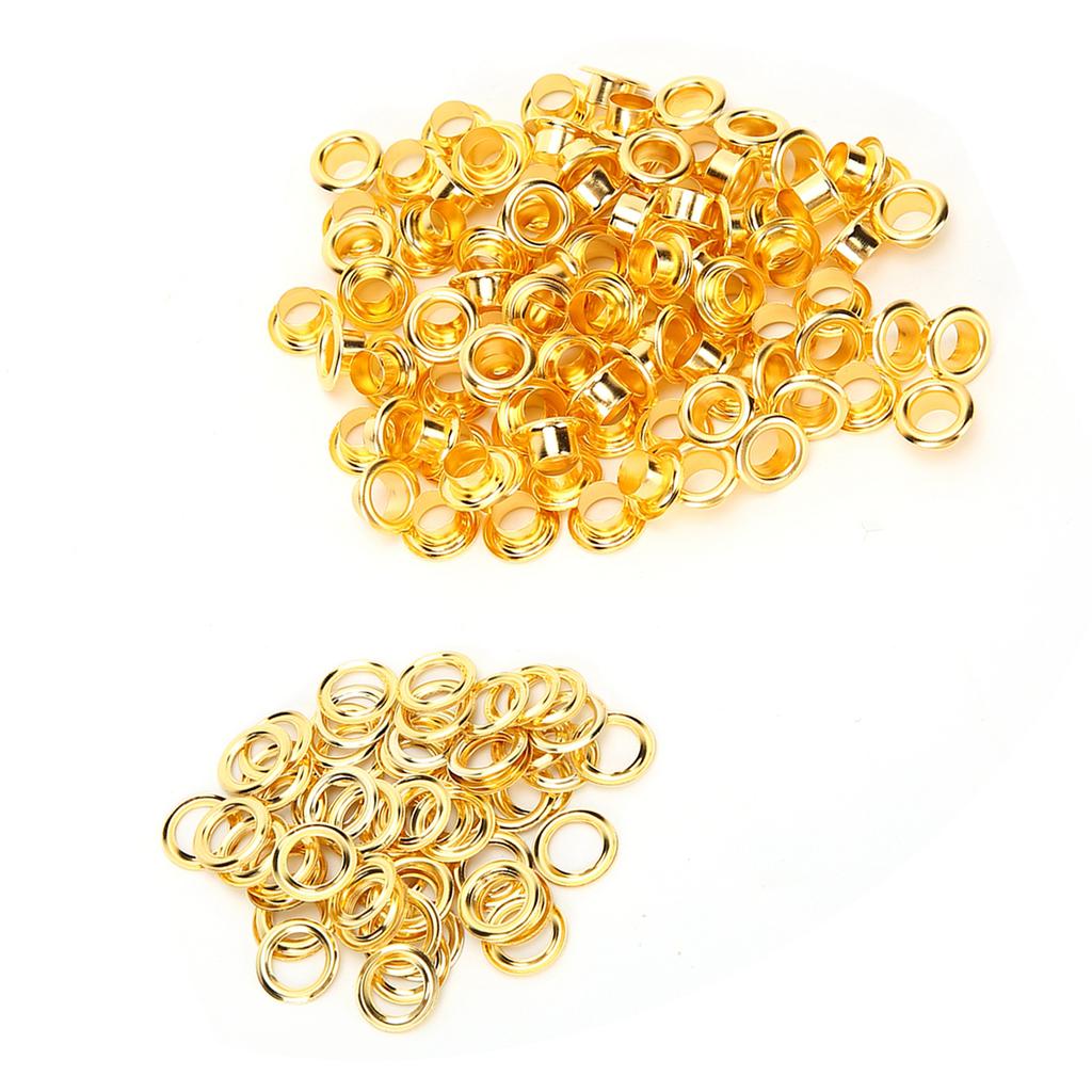 200Pcs 6mm Shoes Grommet Hollow Hole Rivet DIY Hand Made Brass Gold Leather Accessories