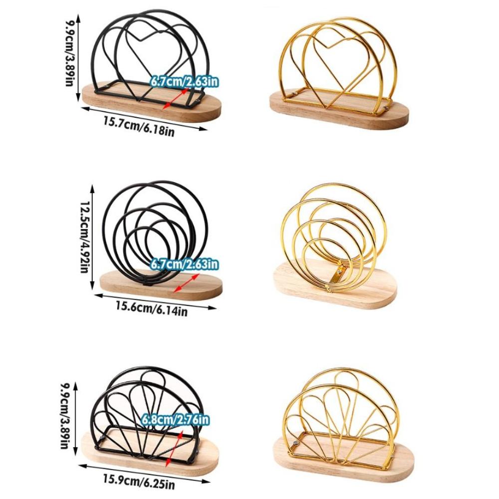 Creative Wood Base Iron Napkin Holder Modern Style Stable Countertop Napkin Organizer Paper Dispenser Rack Table Decoration