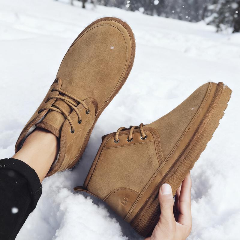 Winter Men's Short Boots Warm Stylish Casual Outdoor Ski-Ready Fleece-Lined Insulated Cotton Shoes Men's Short Boots Versatile