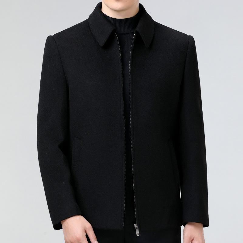 Giacca da uomo in cashmere di alta gamma autunno e inverno cappotto di lana con revers da lavoro giacca imbottita per papà di mezza età