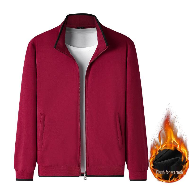 

Men s Stand Collar Hoodie Cardigan - Autumn/Winter Loose Fit Pure Cotton Jacket with Thick Warm Velvet for All Ages 4XL (185-205 cm) червоний