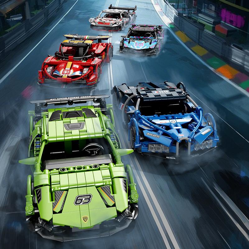 Bai Fen Bai Dolls And Toys Technical Racing Sport Car Model Building Blocks City Mechanical Speed Vehicle Supercar Brick Puzzle Toys Kid Adult Gift