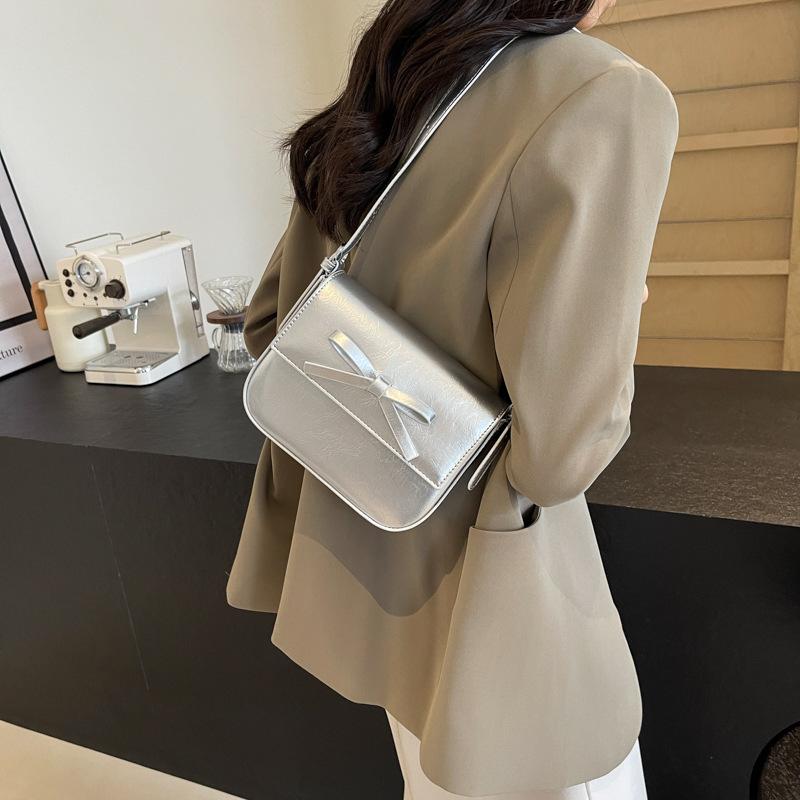 Texture Fashion Shoulder Women's Bag New Spring and Summer Fashion Small Square Bag Bow Shoulder Bag Tide