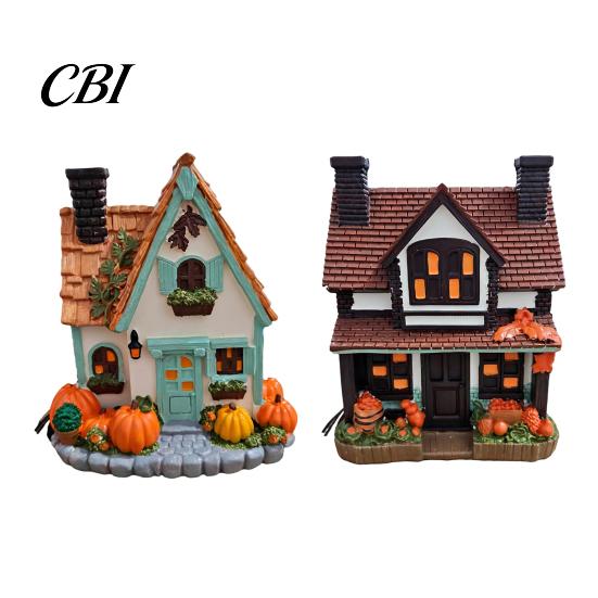 Veilleuse Ton Chaud Citrouilles Lumineuses Vintage Cottage, Figurine Manoir Lumineux Halloween, Décor Intérieur, Décoration Cheminée Automne Table Squelettique