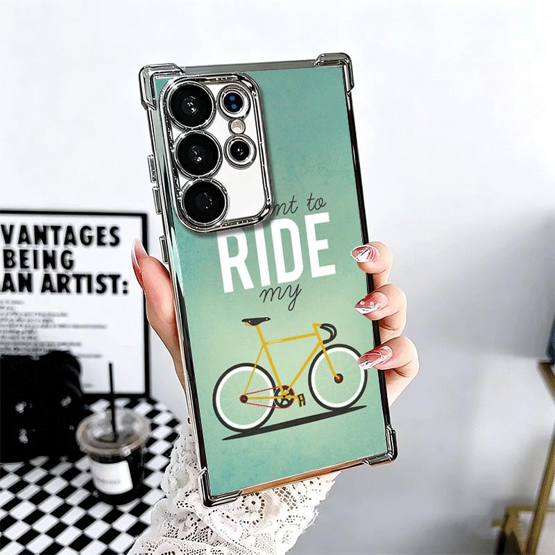 

Bicycle Bike Sports Plating Phone Case For Samsung Galaxy S24 S25 FE S26 Edge S23 Ultra S22 S21 Plus S20 Anti-Fall Airabag Cover Samsung S24 Ultra