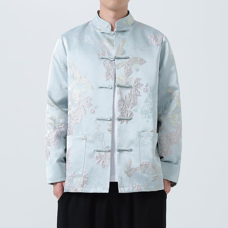 Men S Vintage Trendy Jacquard Chinese Style Tang Suit Jacket Plus Size