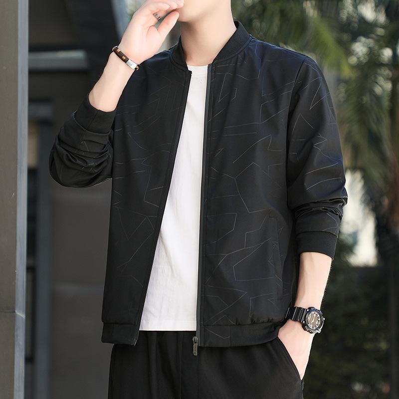

Thin Jacket Men s Spring and Autumn Casual Baseball Jersey Top Youth Korean Version Versatile Casual Men s Jacket Men 2XL чорний