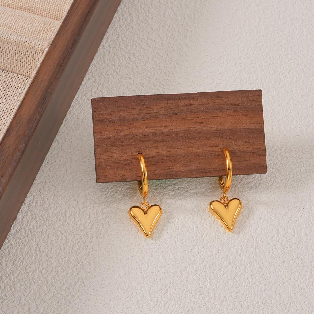 Korean Style Cross Heart Pendant Earrings: Stainless Steel 18K Valentine's Day Studs for Women