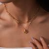 Diamond-Set Titanium Steel Heart Necklace with Unique Openwork Design - Elegant Choker for Women.